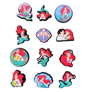 New 12x Little Mermaid Ariel Disney‎ Shoe Charms Clogs Mules Girl Pink Colorful